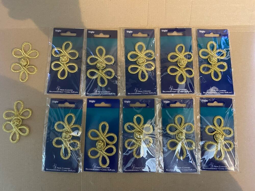 12 Wright's Gold Metallic 2" x 3 1/4" Frog Closures